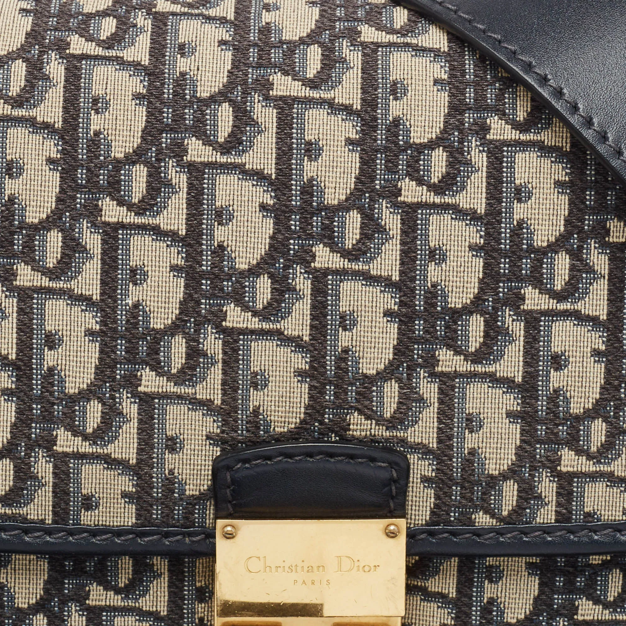 DIOR Blue Oblique Canvas and Leather CD Logo Shoulder Bag