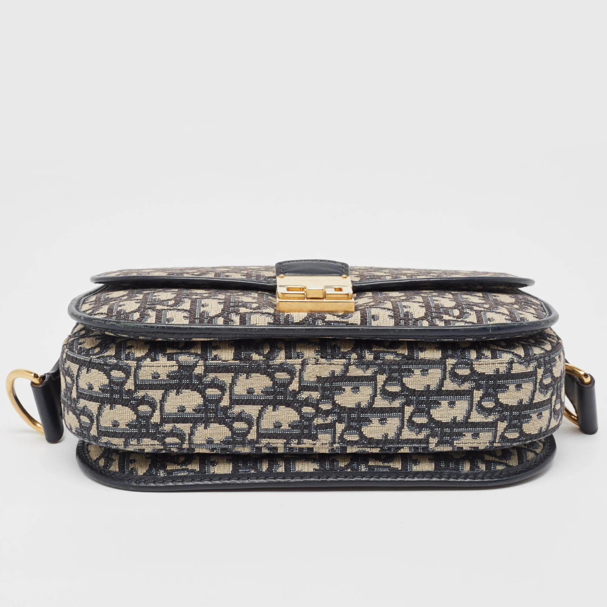 DIOR Blue Oblique Canvas and Leather CD Logo Shoulder Bag