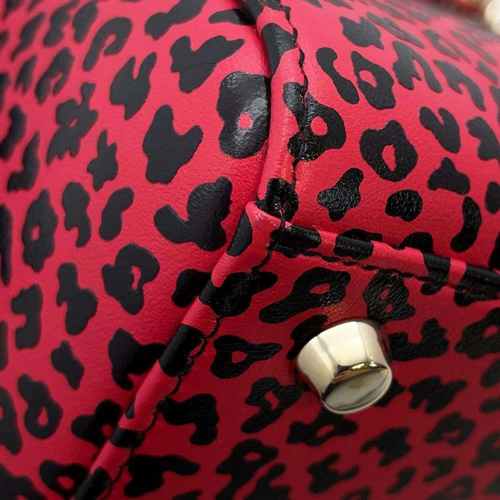 Dior Leopard Lady Dior 2WAY Handbag Pink/Black Leather