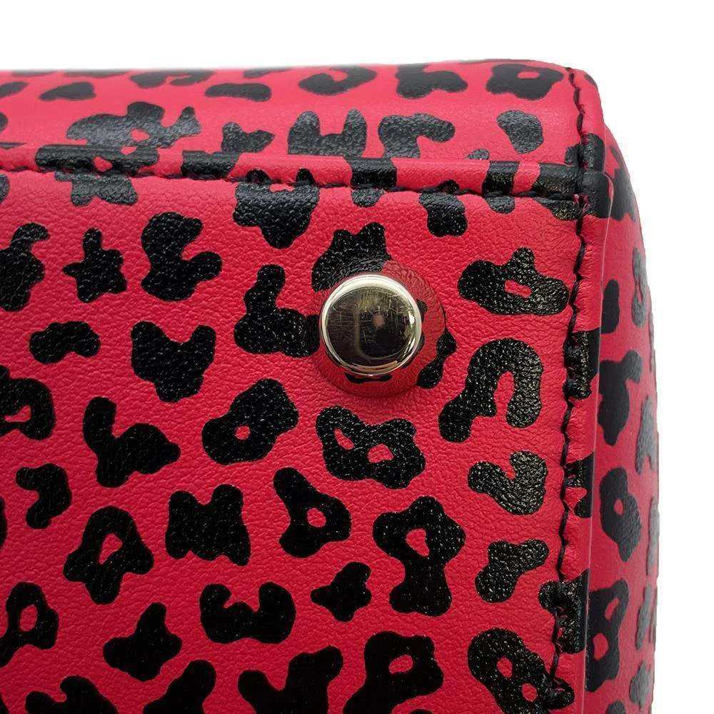 Dior Leopard Lady Dior 2WAY Handbag Pink/Black Leather