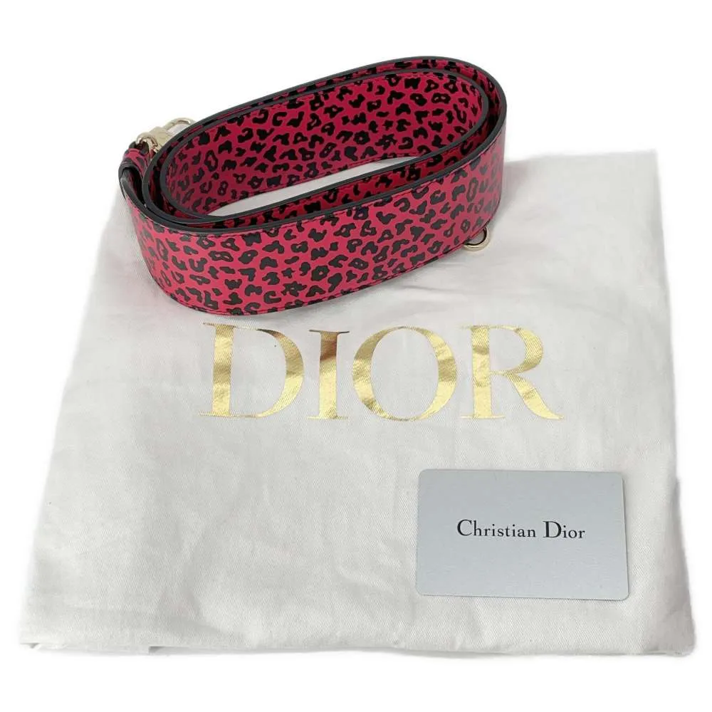 Dior Leopard Lady Dior 2WAY Handbag Pink/Black Leather