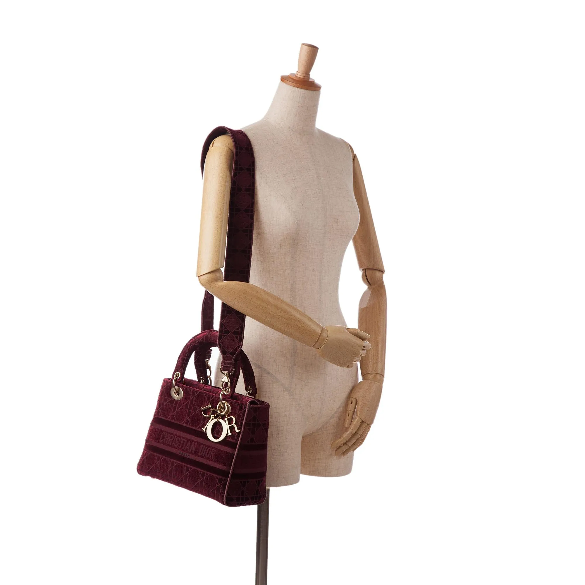Dior Medium Cannage Velvet Lady D-Lite (SHG-bFIyia)