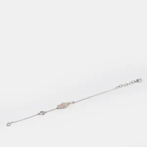 DIOR Silver Tone Crystal Studded Rose Chain Necklace