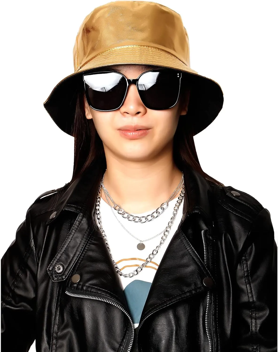 Eigso Unisex Fashionable Wild Camping Bucket Hat Sun Protection Flexible Fold Furry Metallic Finish