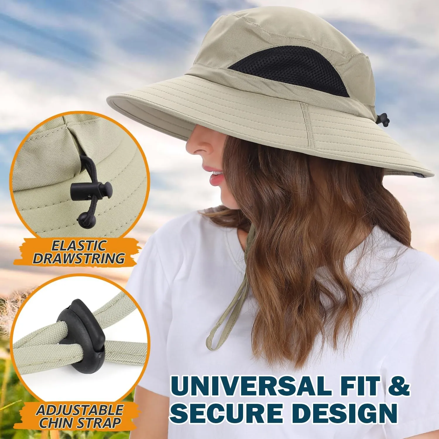 EINSKEY Wide Brim Sun Hat, UPF 50  UV Protection Waterproof Packable Bucket Hat for Men & Women, Fishing Hiking Beach Garden
