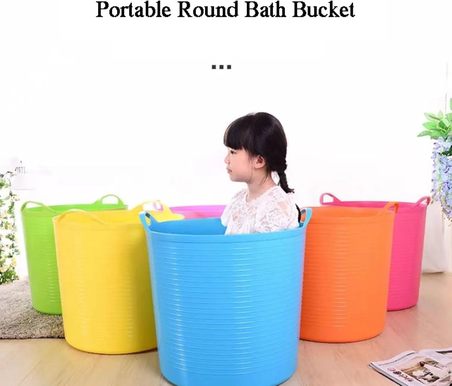 Extra Large Children's Bath Bucket, Dirty Clothes Basket, Storage Basket, Toy Storage Bucket, Laundry Bucket, Soft Plastic Household Clothes Basket