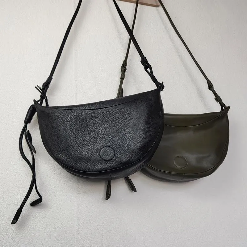 Fashion Women Black Leather Saddle Shoulder Bag Side Bag Green Saddle Crossbody Bag Purse For Women