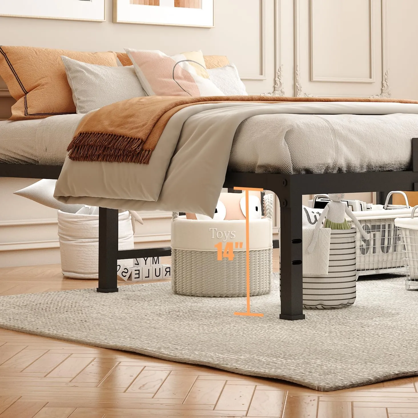 FUIOBYVV Twin XL Bed Frames, 16 Inch Heavy Duty Metal Platform Bed Frame Twin XL Size Support Up to 3500 lbs, No Box Spring Needed/No Shaking/Steel Slat Support/Noise Free/Easy Assembly