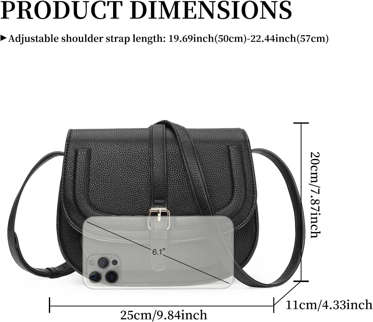 GOIACII Crossbody Bag for Women Saddle Shoulder Purse Ladies Boho Cross Body Handbag Vegan Leather