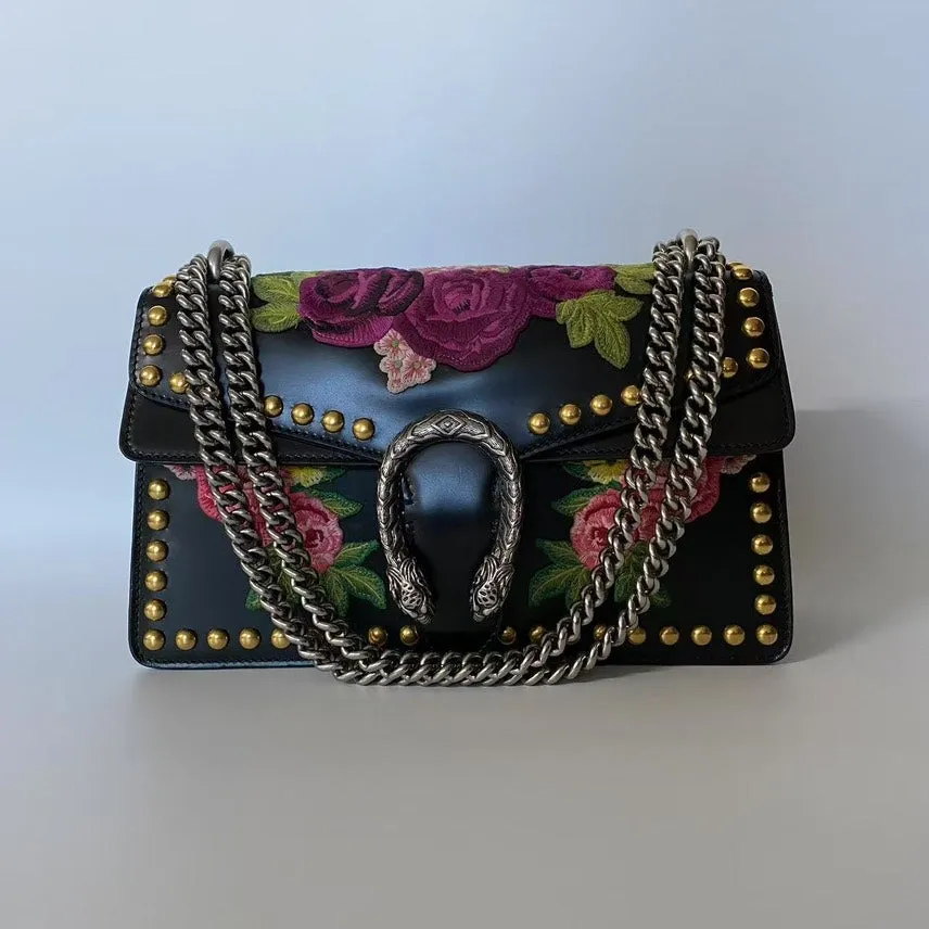 Gucci Dionysus Embroidered Black Shoulder Bag