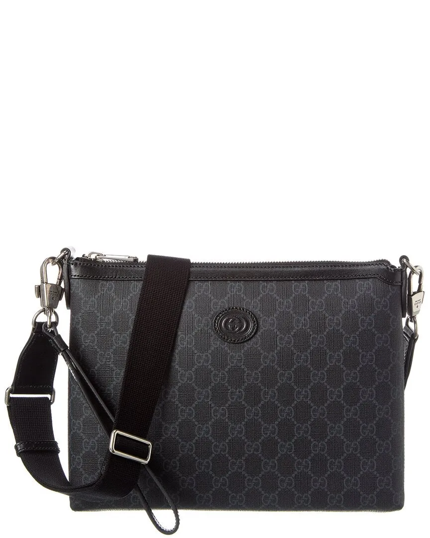 Gucci Interlocking G GG Supreme Canvas & Leather Messenger Bag