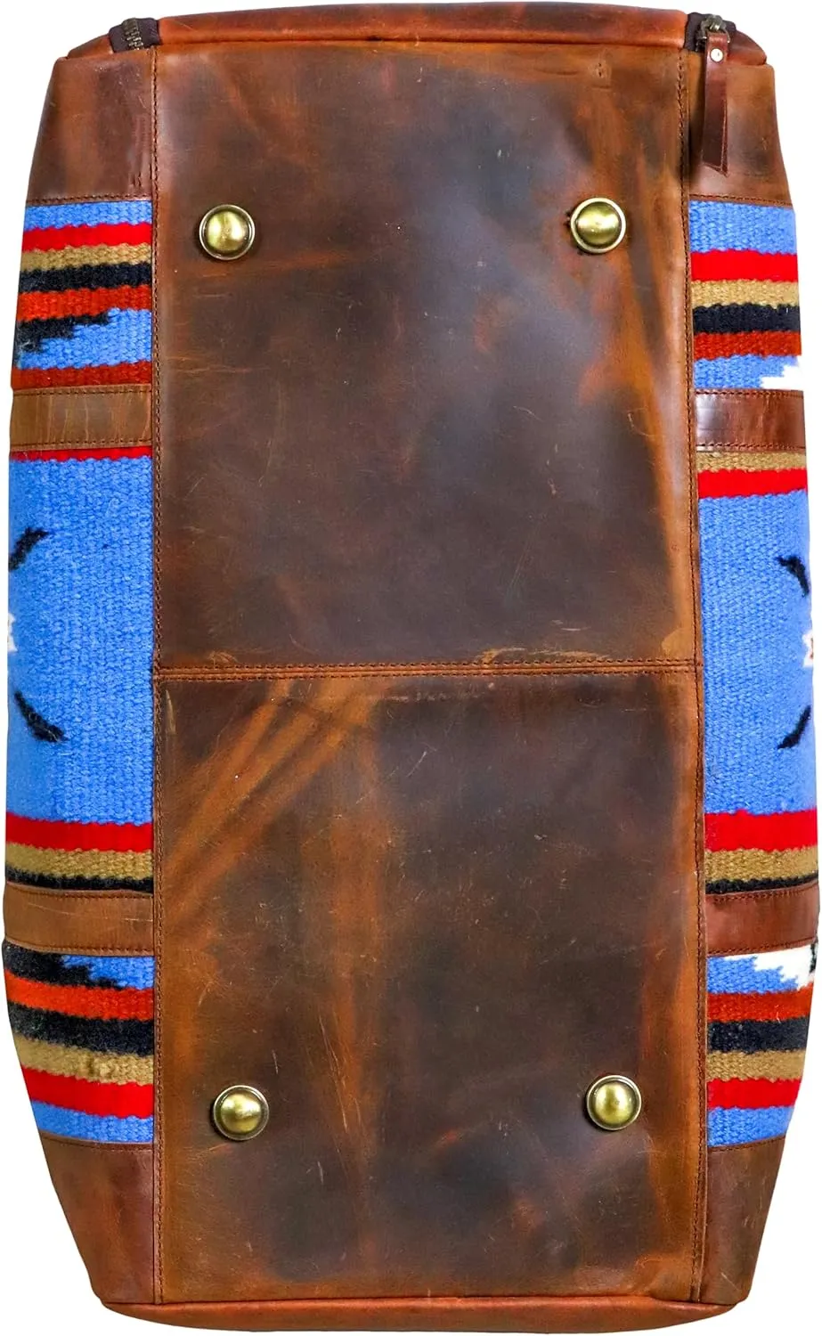 Handmade Premium Duffle Bag leather heavy duty Gym Sports Airplane Overnight Luggage Carry On Unisex Travel woven Rug Bag Wollen Bag Gift for His/Her (RUG DUFFLE BAG ARTICLE_08)