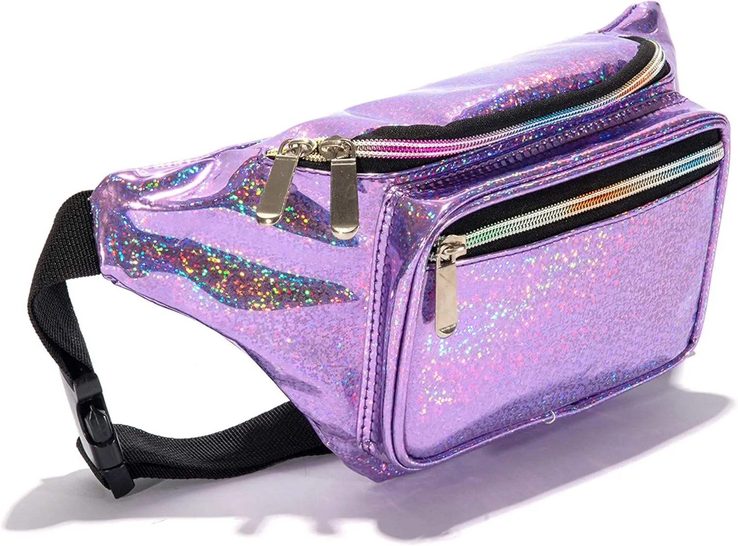 Holographic 80s 90S Rave Stars Neon Transparent Gravel Fanny Pack for Women - Great Waist Pack for Games, Concerts, Rave, Festival, Travel