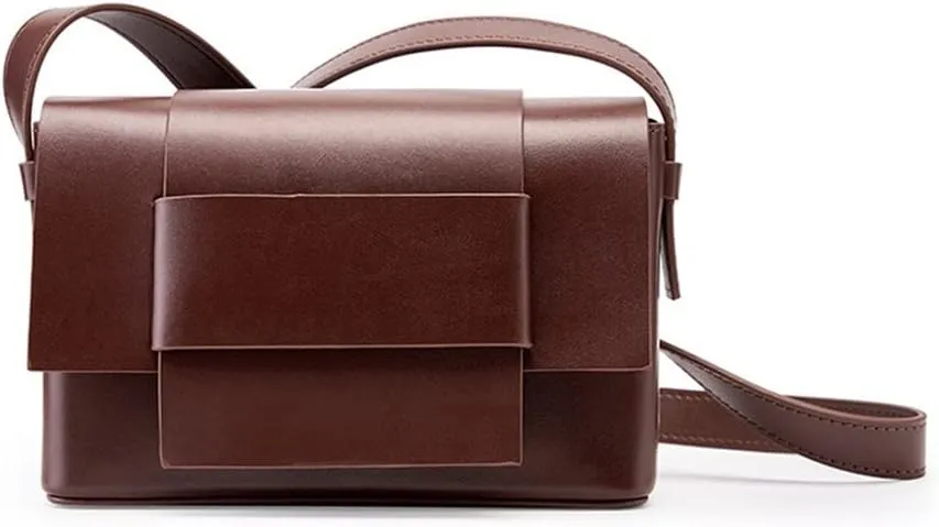 JSEIAJB Crossbody Bag Neutral Soft Leather Braided Small Square Bag Tofu Bag Design Single Shoulder Leather