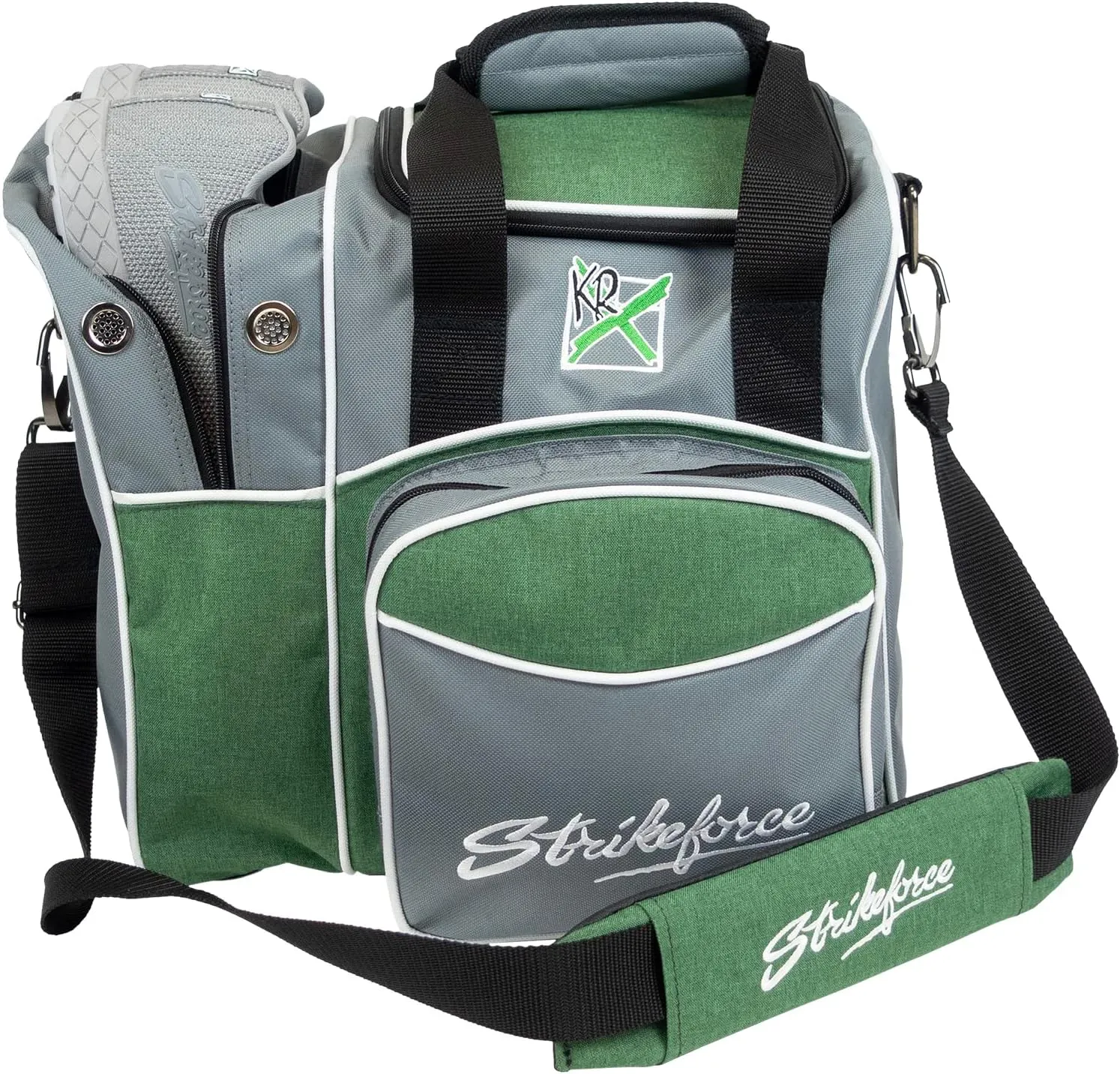 KR Strikeforce Flexx Single Tote Bowling Bag with Side Shoe Compartment and Front Accessory Compartment
