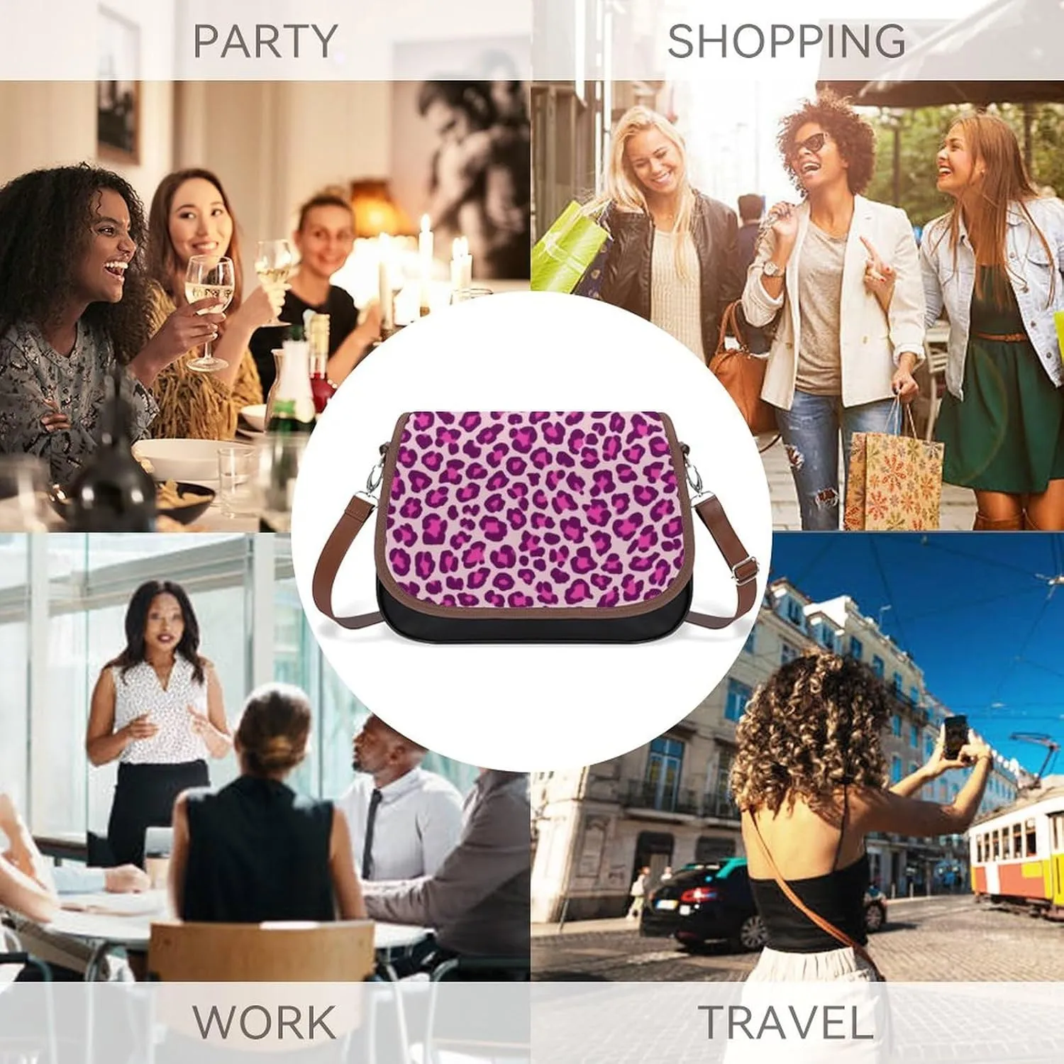 Large Crossbody Bag Travel Fashion Shoulder Bag Waterproof Leather Purse