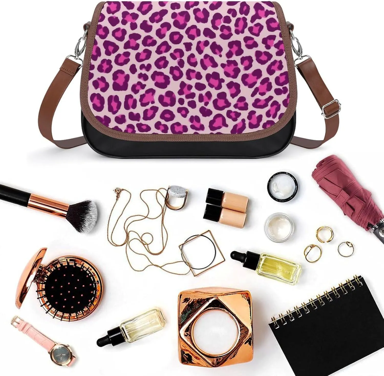 Large Crossbody Bag Travel Fashion Shoulder Bag Waterproof Leather Purse