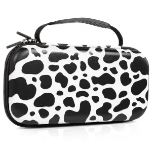 Lokigo Carrying Case for Nintendo Switch/Switch OLED Model (2021), Portable Travel Girls Carry Case Protective Hard Shell with 16 Games Card Cartridges for Switch Console & Accessories, Cow Print