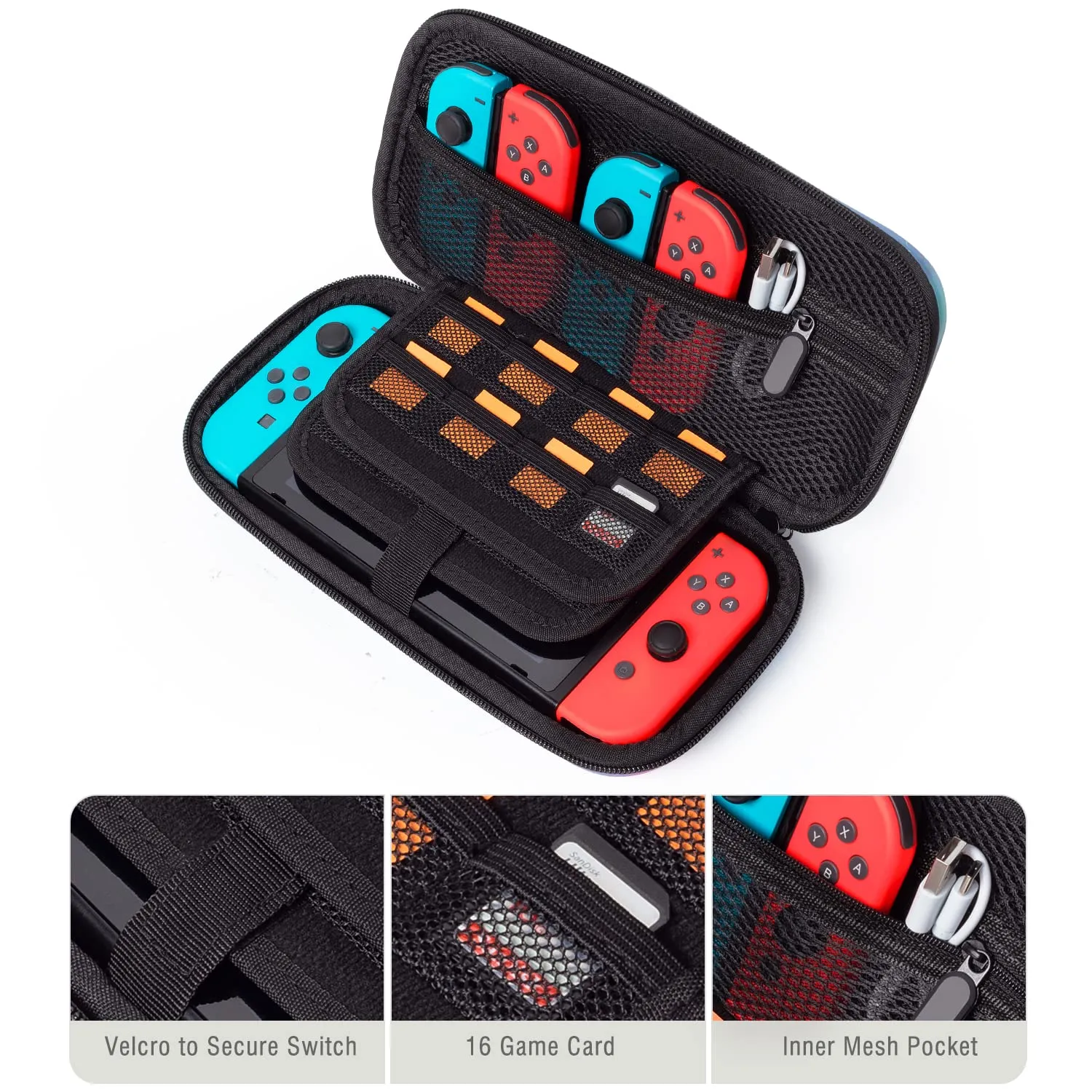 Lokigo Carrying Case for Nintendo Switch/Switch OLED Model (2021), Portable Travel Girls Carry Case Protective Hard Shell with 16 Games Card Cartridges for Switch Console & Accessories, Cow Print