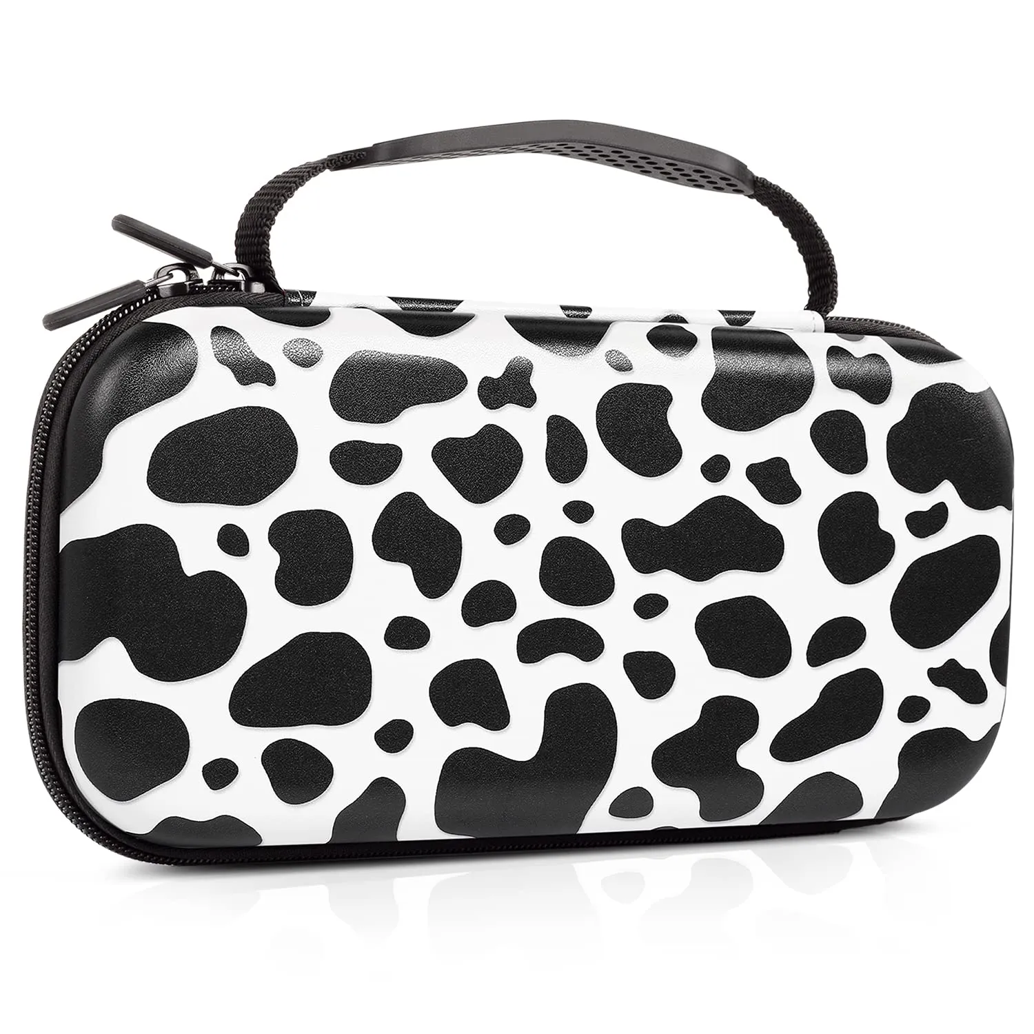 Lokigo Carrying Case for Nintendo Switch/Switch OLED Model (2021), Portable Travel Girls Carry Case Protective Hard Shell with 16 Games Card Cartridges for Switch Console & Accessories, Cow Print