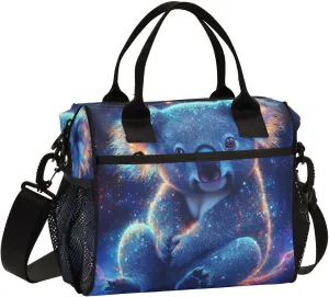 Lunch Bag Cute Koala Colorful Stardust Women Men Adult Reusable Leakproof Large Spacious Cooler Tote Insulated Lunch Box for Work Office Travel Picnic, Medium