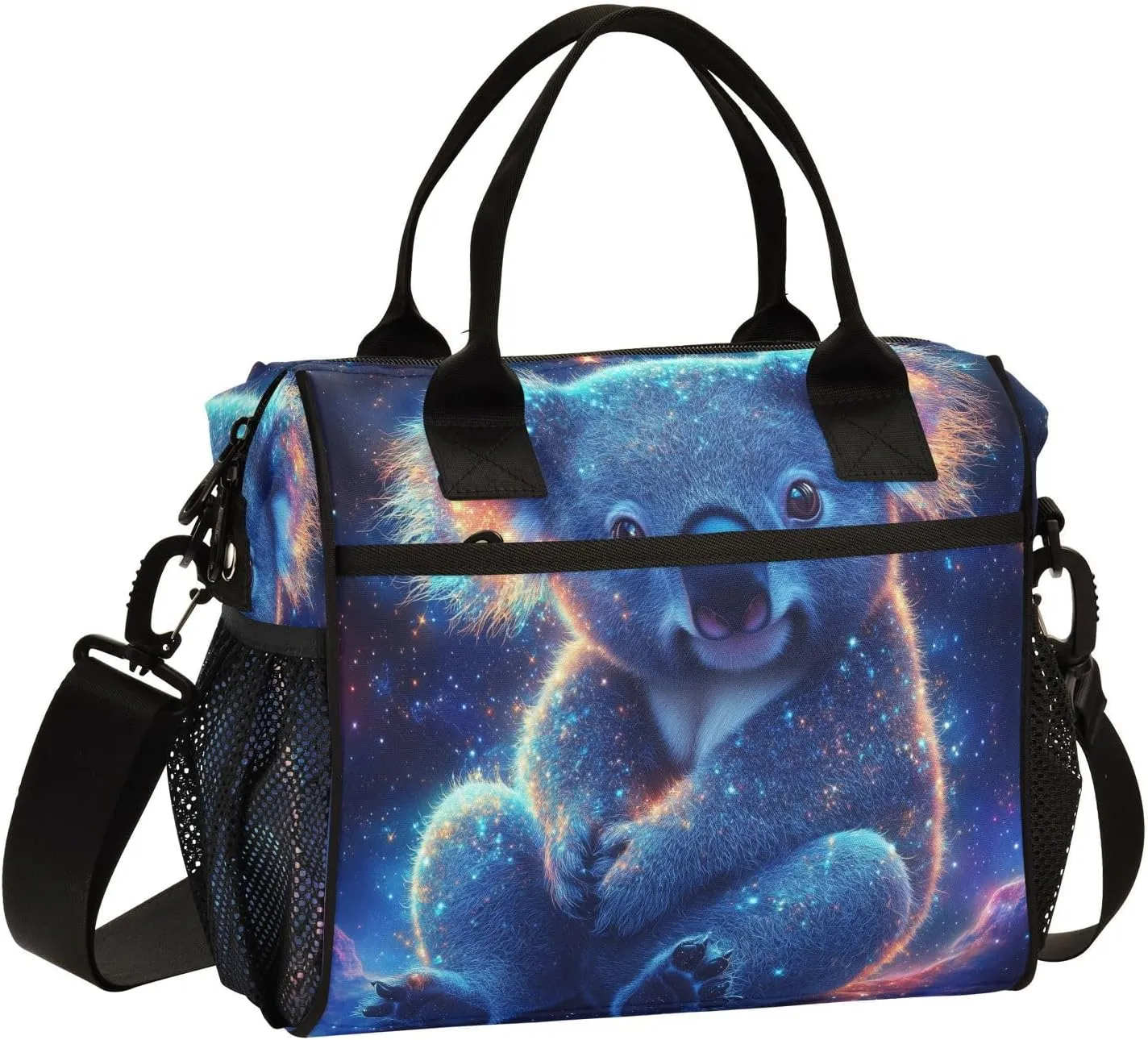 Lunch Bag Cute Koala Colorful Stardust Women Men Adult Reusable Leakproof Large Spacious Cooler Tote Insulated Lunch Box for Work Office Travel Picnic, Medium