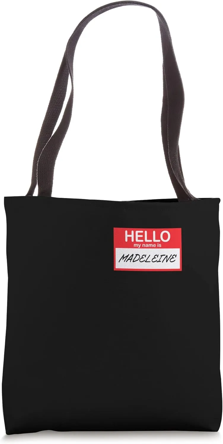 Madeleine Name Tag Hello My Name Label Sticker Tote Bag