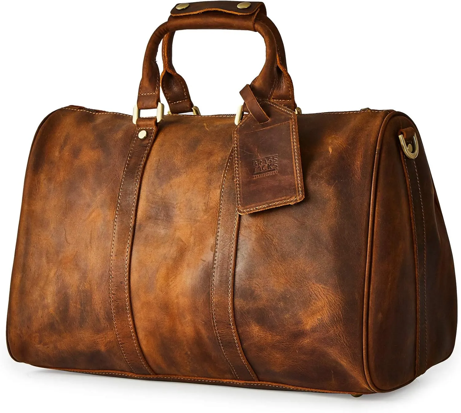 Men's Genuine Leather Utility Classic Doctor Duffel Weekend Work Bag w/Shoulder Strap