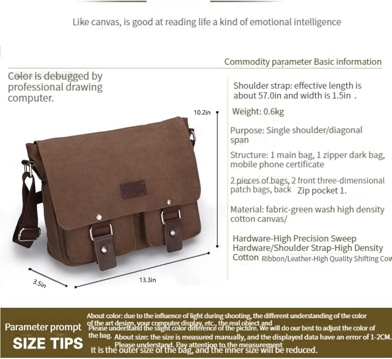 Men's messenger bag Gutim canvas messenger bag - retro cross shoulder bag military backpack (grey)
