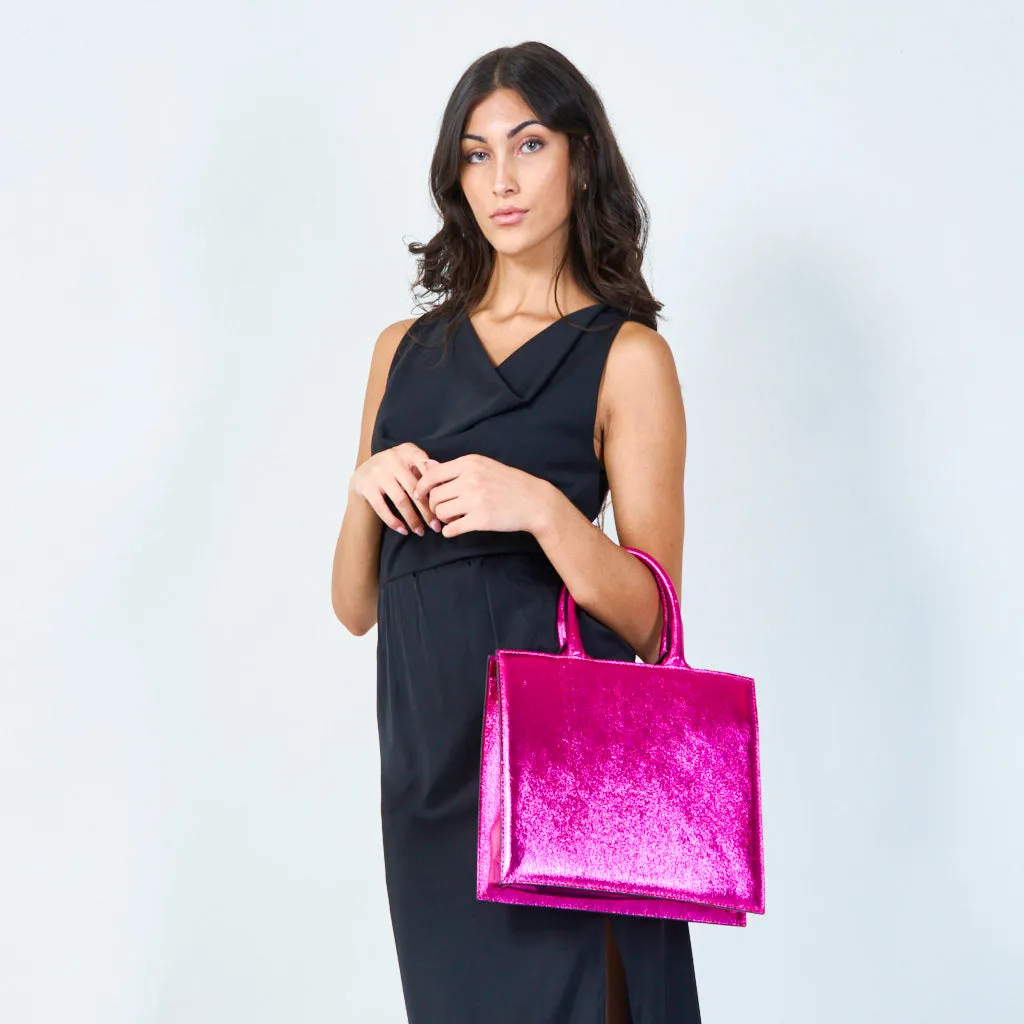 Metallic structured tote bag wholesale