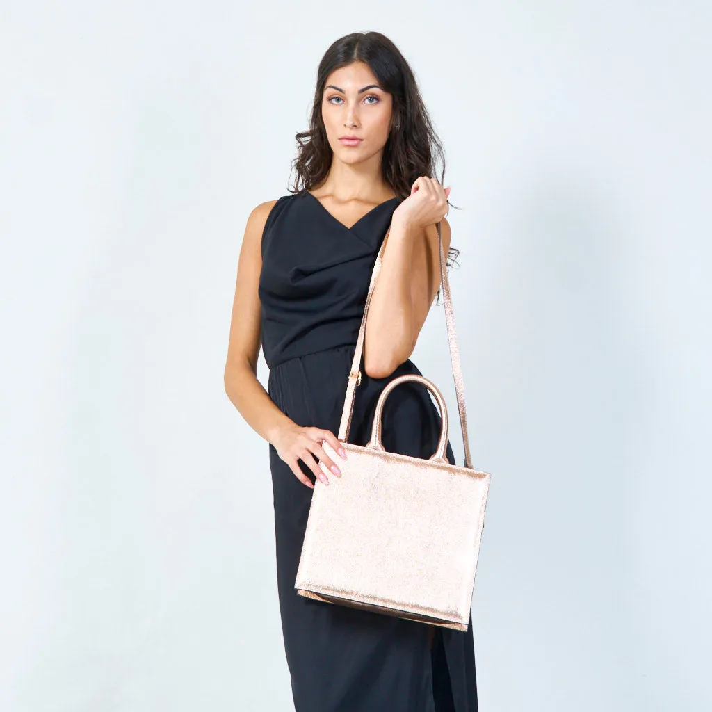 Metallic structured tote bag wholesale