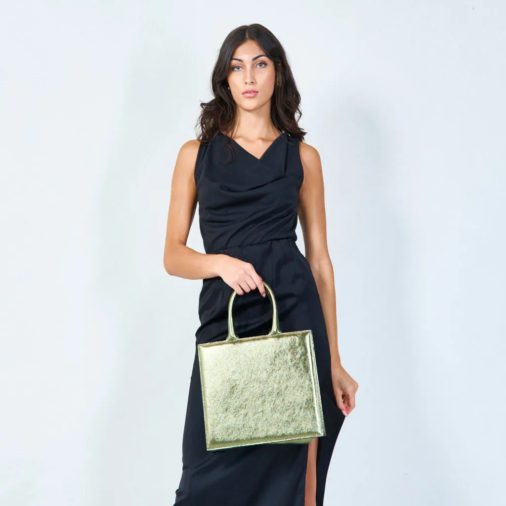 Metallic structured tote bag wholesale
