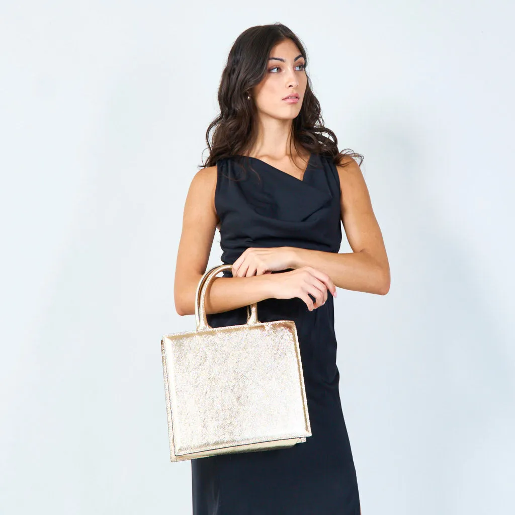 Metallic structured tote bag wholesale