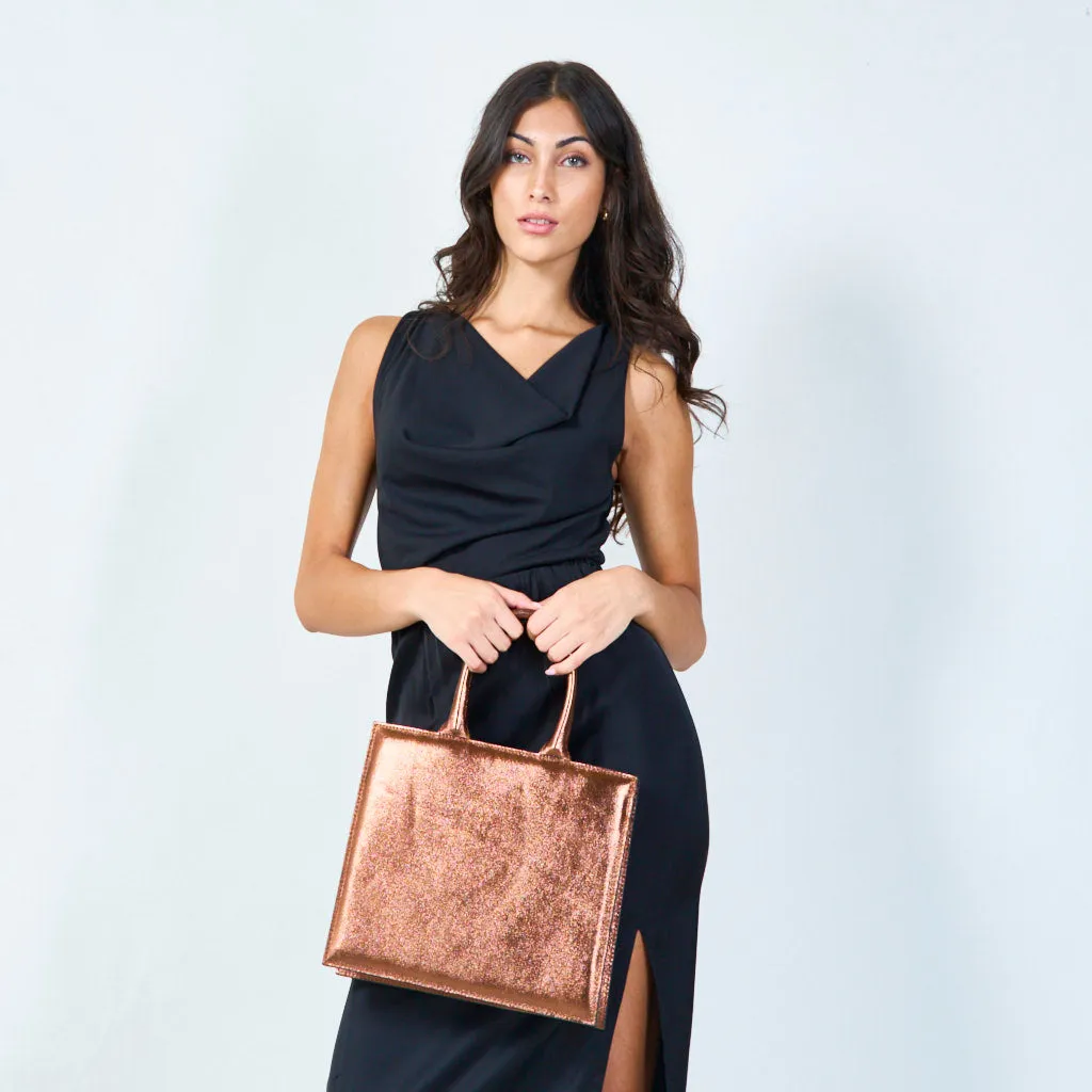 Metallic structured tote bag wholesale