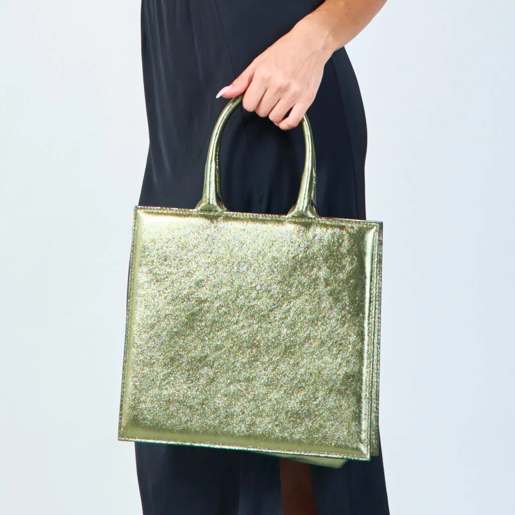 Metallic structured tote bag wholesale