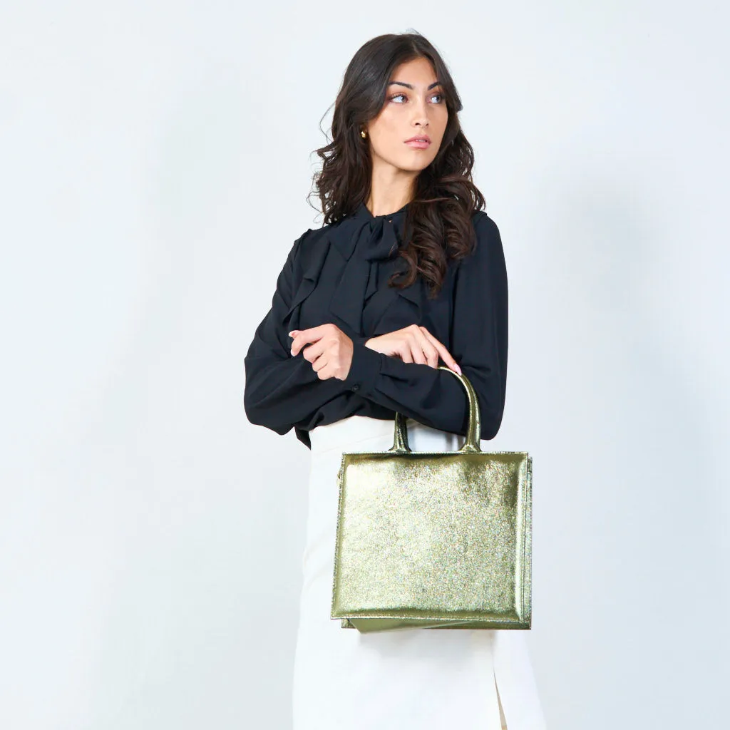 Metallic structured tote bag wholesale