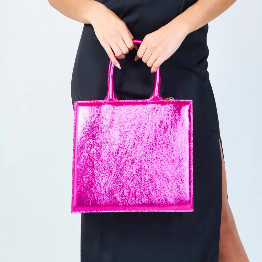 Metallic structured tote bag wholesale