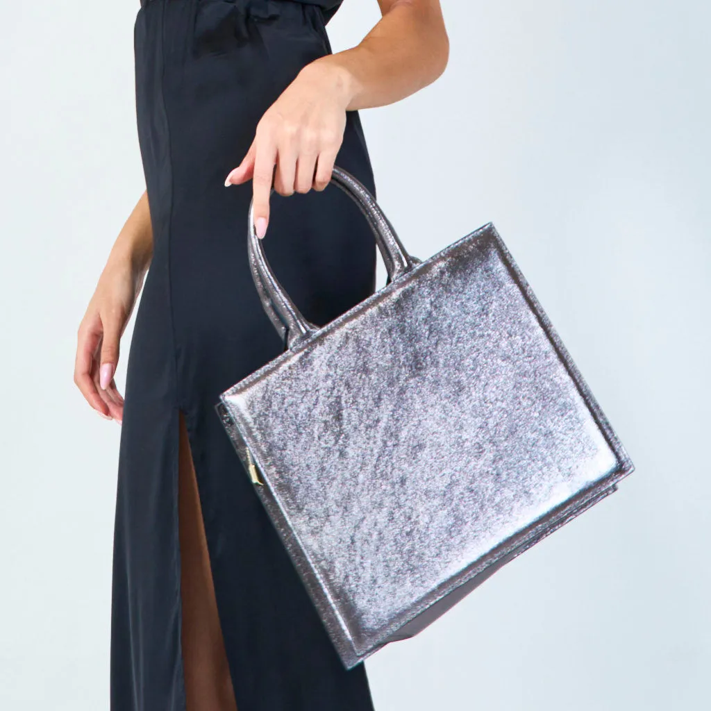 Metallic structured tote bag wholesale