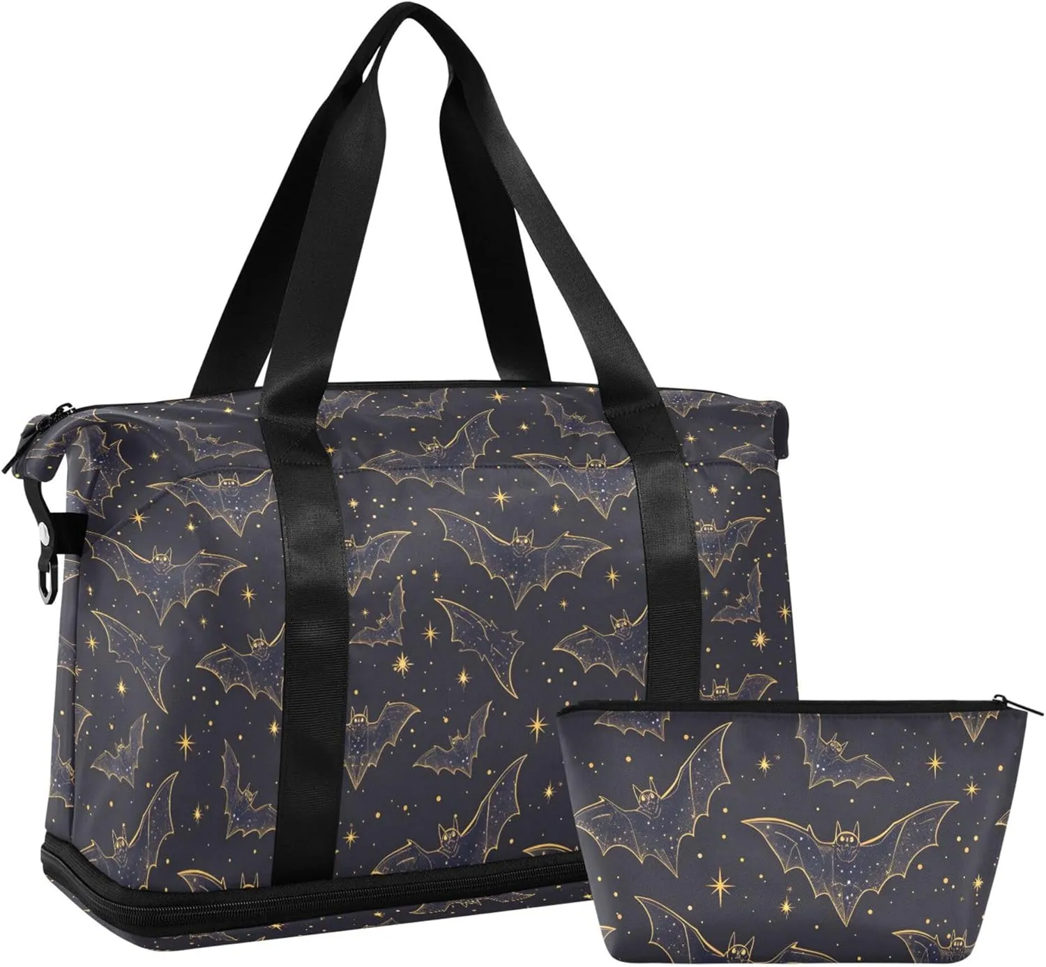 MNSRUU Bats Stars Sports Duffel Bag, Wet Pocket Weekender Overnight Bag, Gym Bag, Carry On Bag, Hospital Bag for Women & Men