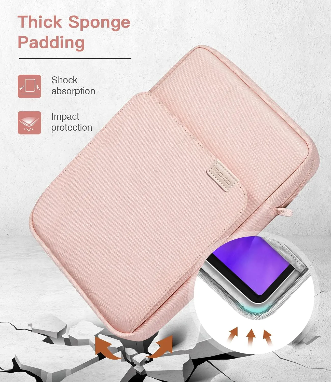 MoKo 9-11 Inch Tablet Sleeve Bag Handle Carrying Case with Shoulder Strap Fits New 11-inch iPad Pro M4/iPad Air M2, iPad 10th 10.9, iPad 9/8/7th 10.2, iPad Air 5/4th 10.9, Tab S8/S9 11, Pink