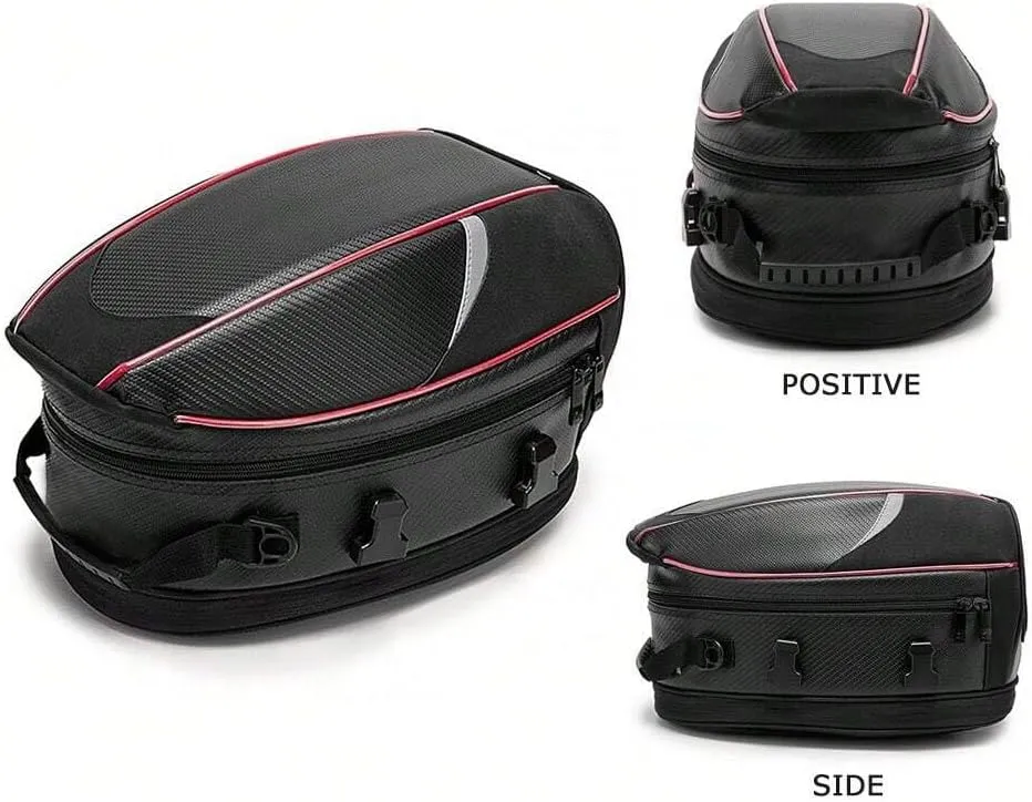 Motorcycle Tail Bag for Suzuki DR 125 1982-2014, Large Capacity Water-Resistant Wear-Resistant Motorcycle Helmet Bag, Expandable Rear Seat Storage Luggage Backpack,B White Black