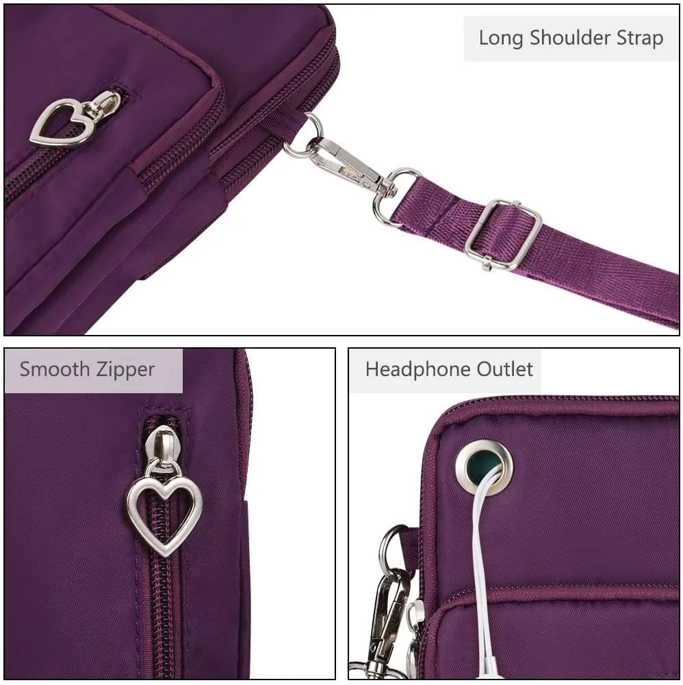 Nylon Crossbody Wallet - Travel Phone Purse, Shoulder Bag, Arm Bag