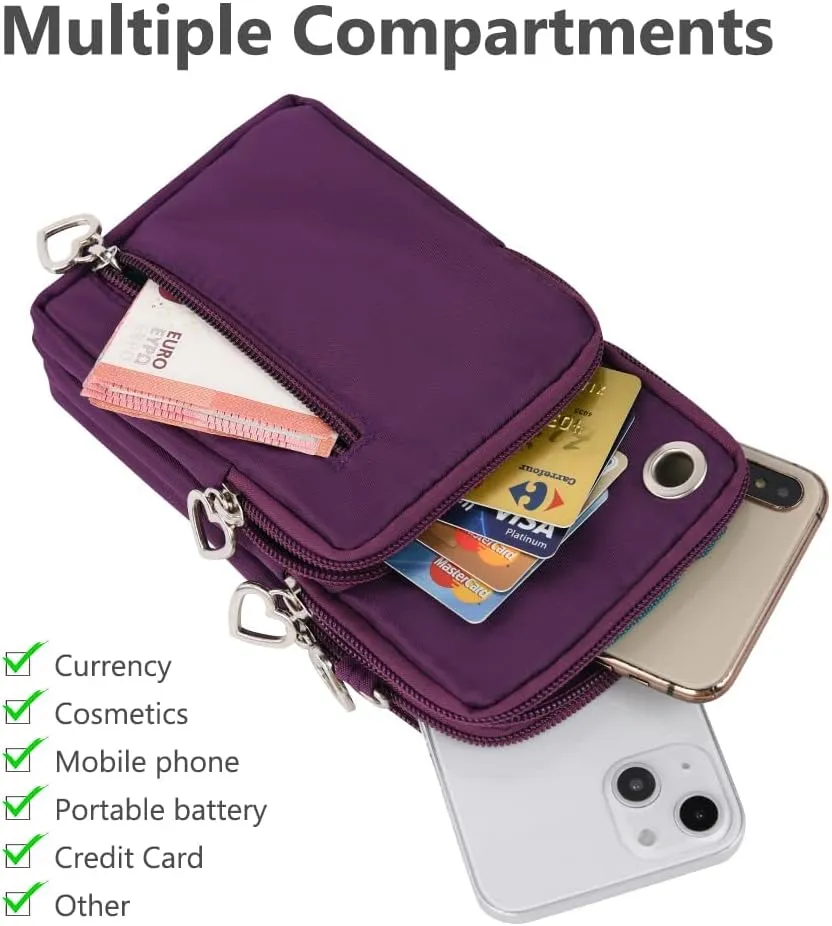 Nylon Crossbody Wallet - Travel Phone Purse, Shoulder Bag, Arm Bag