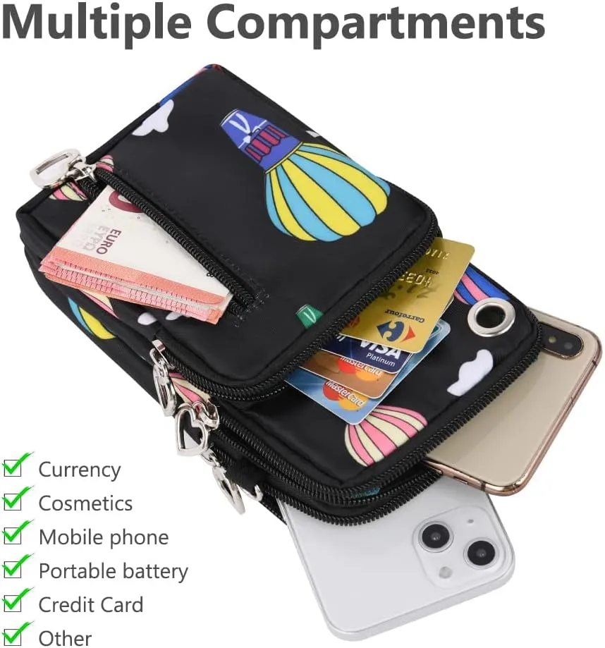 Nylon Crossbody Wallet - Travel Phone Purse, Shoulder Bag, Arm Bag