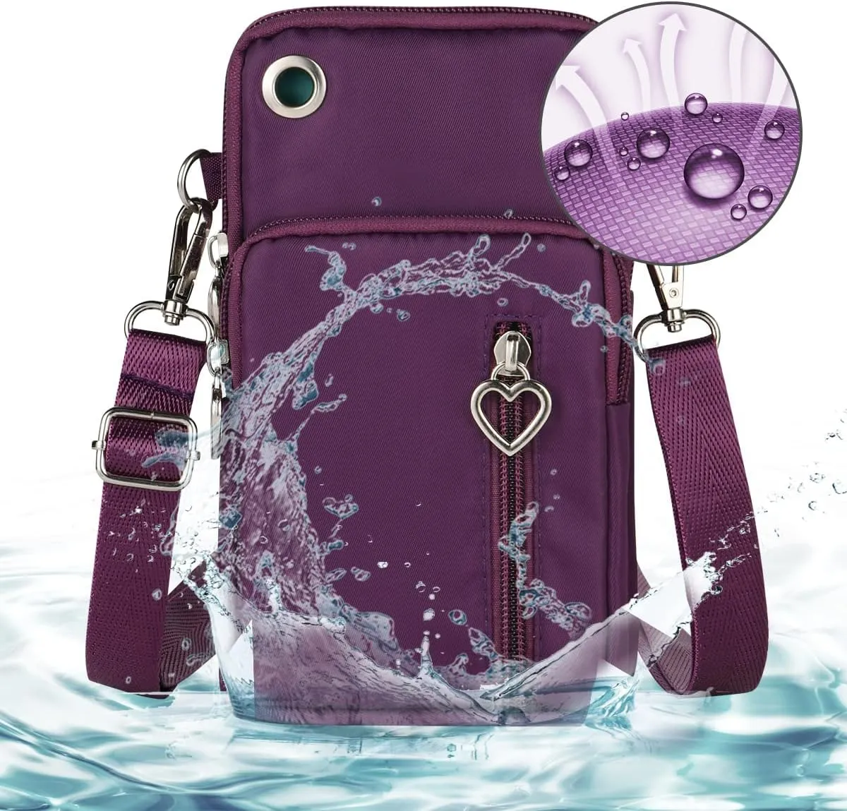 Nylon Crossbody Wallet - Travel Phone Purse, Shoulder Bag, Arm Bag