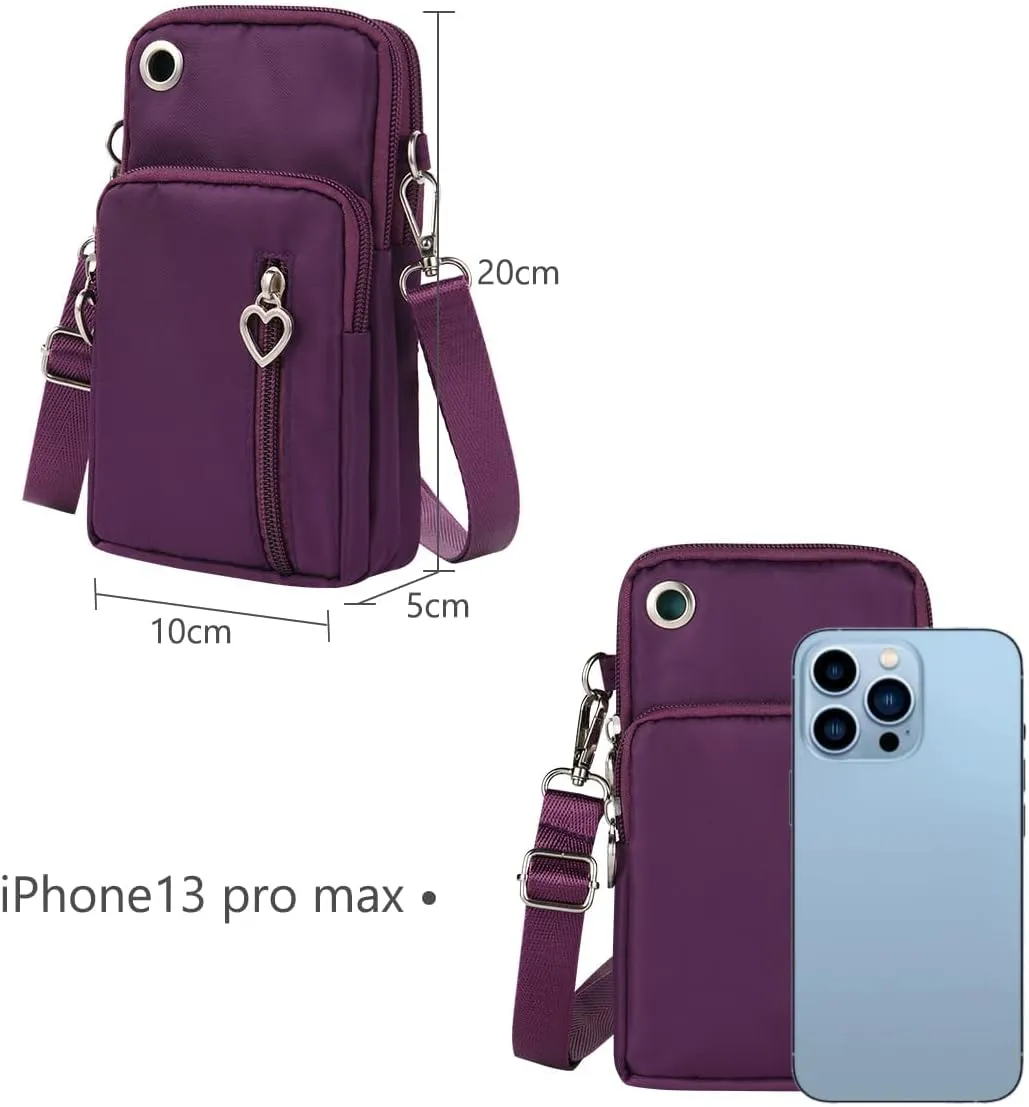 Nylon Crossbody Wallet - Travel Phone Purse, Shoulder Bag, Arm Bag