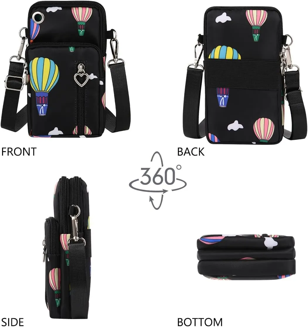 Nylon Crossbody Wallet - Travel Phone Purse, Shoulder Bag, Arm Bag