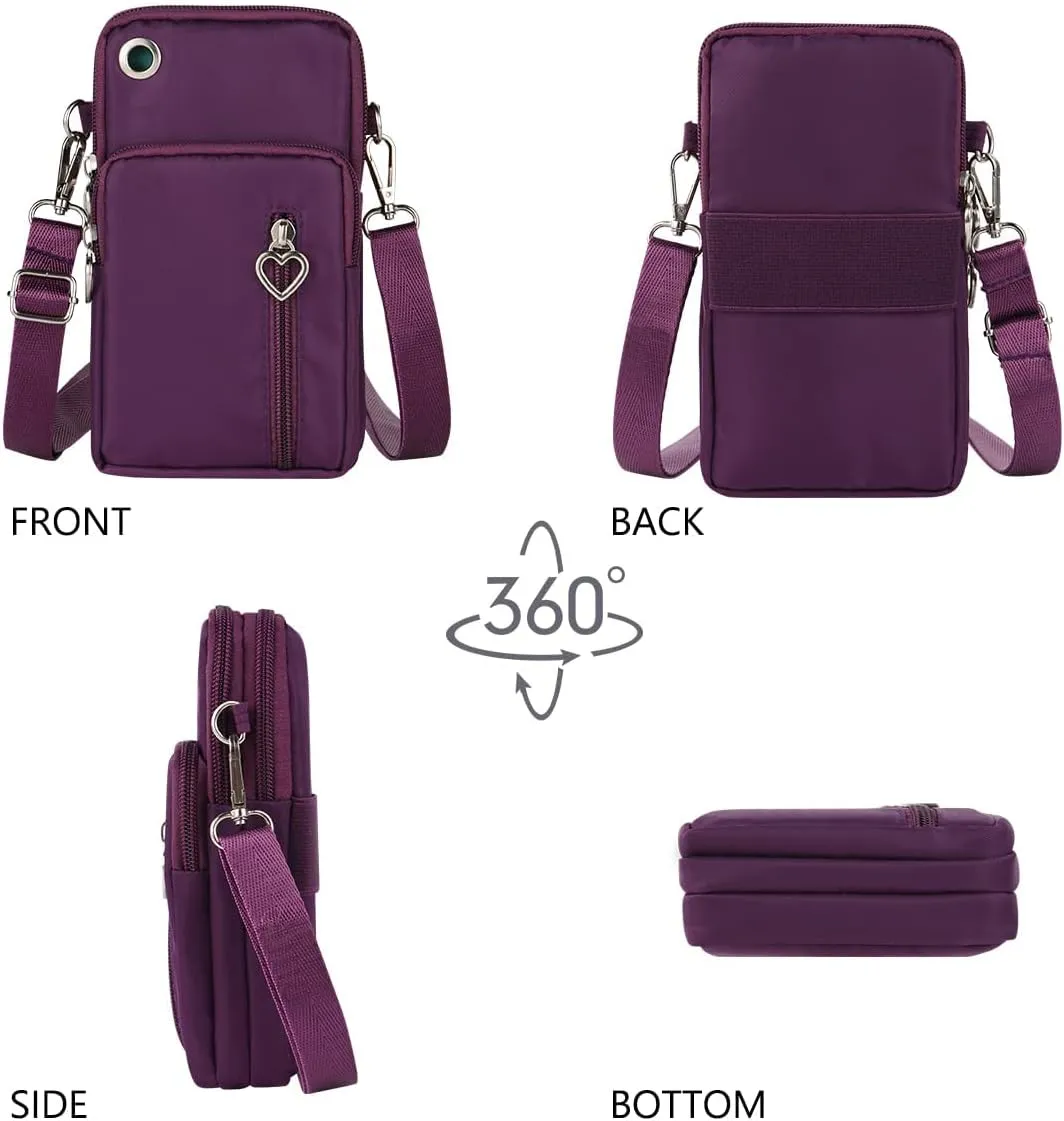 Nylon Crossbody Wallet - Travel Phone Purse, Shoulder Bag, Arm Bag