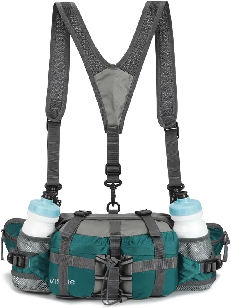Outdoor Fanny Pack Hiking Fishing Waist bag 2 Water Bottle Holder Lumbar Pack