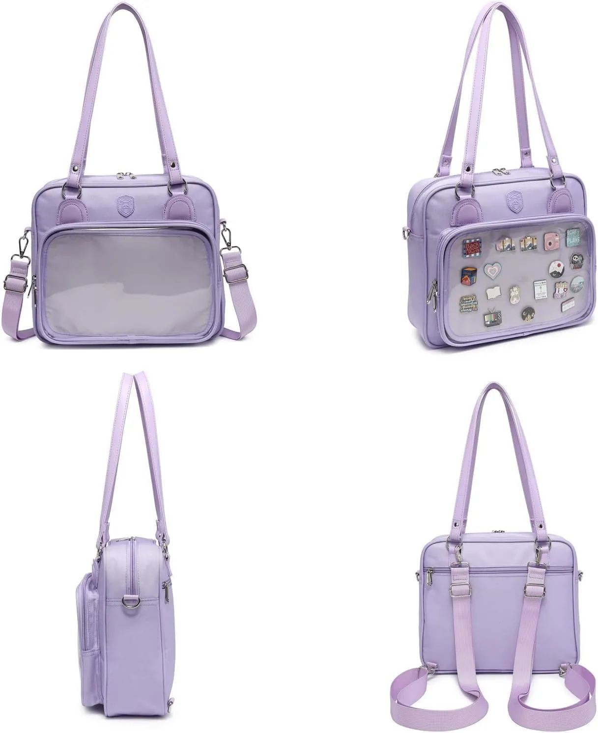 Oxford Ita Bag Crossbody Shoulder Bag Satchel Messenger Backpack Multi-Purpose Pins Display